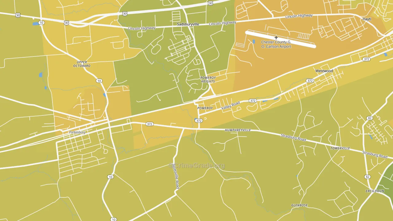 Pomeroy, PA Map of Vehicle Theft Rates