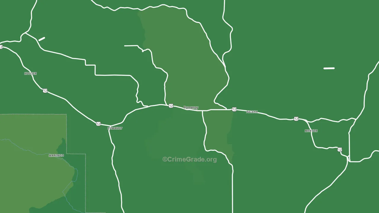 Pomeroy, WA Map of Vehicle Theft Rates