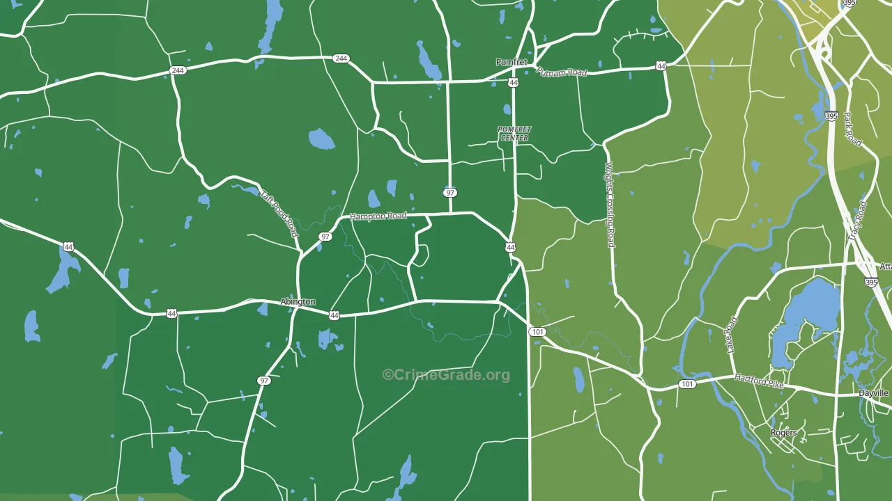 Pomfret Center, CT Map of Vehicle Theft Rates
