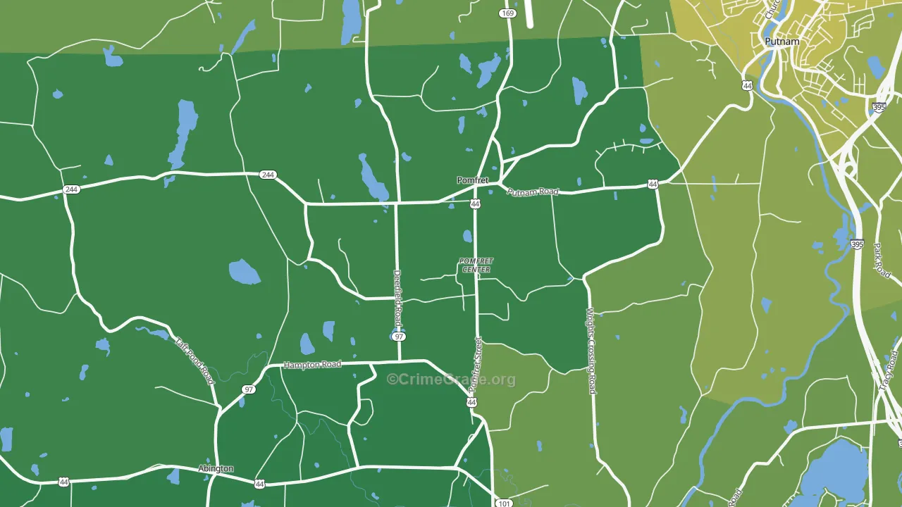Pomfret, CT Map of Vehicle Theft Rates