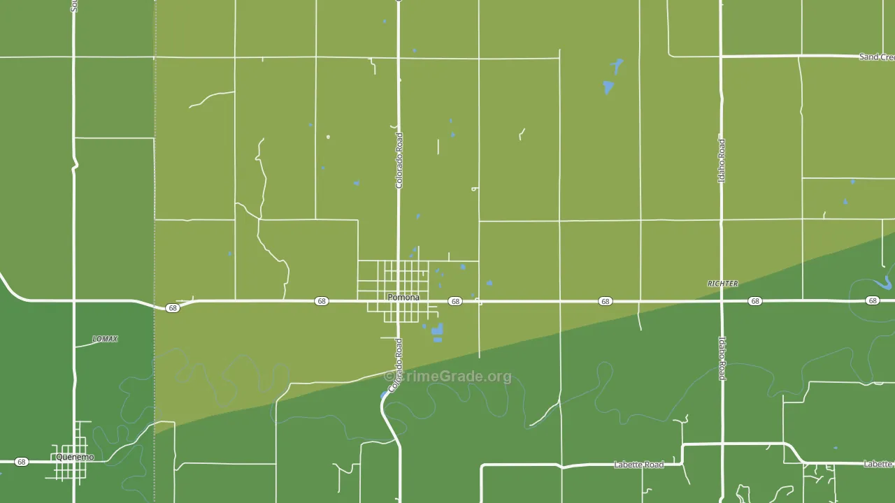 Pomona, KS Map of Vehicle Theft Rates