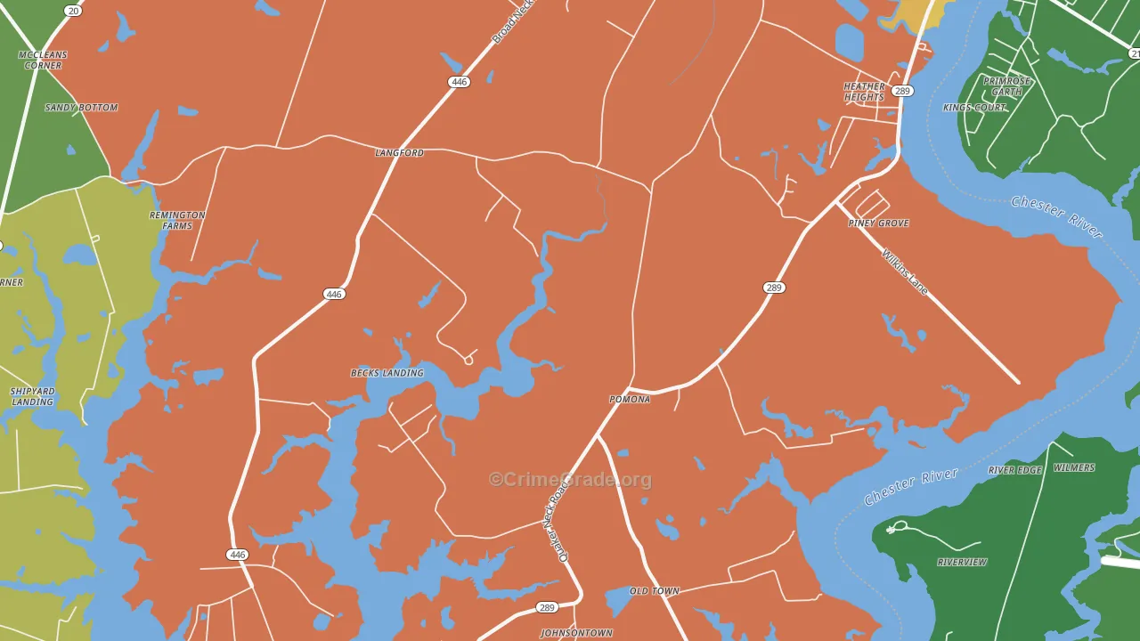 Pomona, MD Map of Vehicle Theft Rates