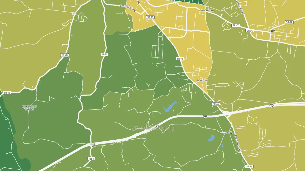 Pomona, TN Map of Vehicle Theft Rates
