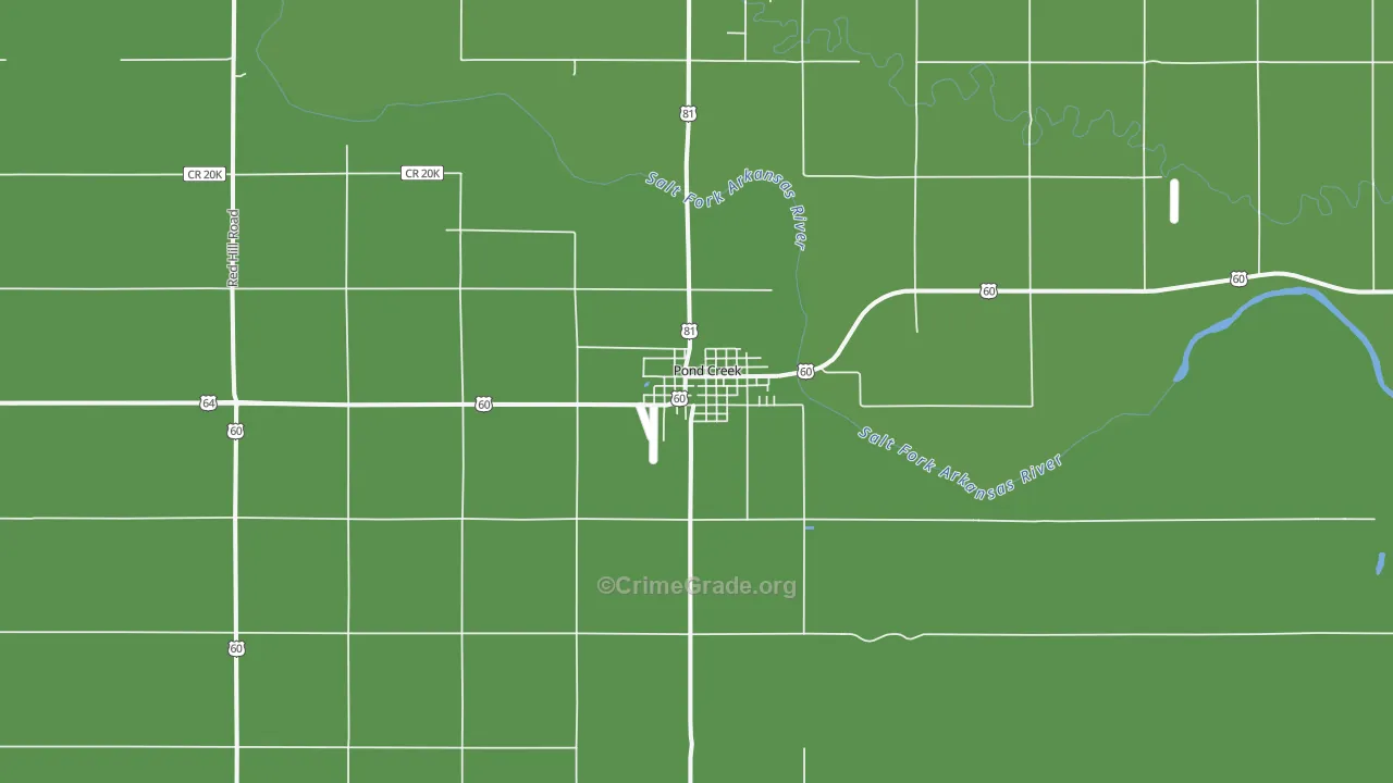 Pond Creek, OK Map of Vehicle Theft Rates