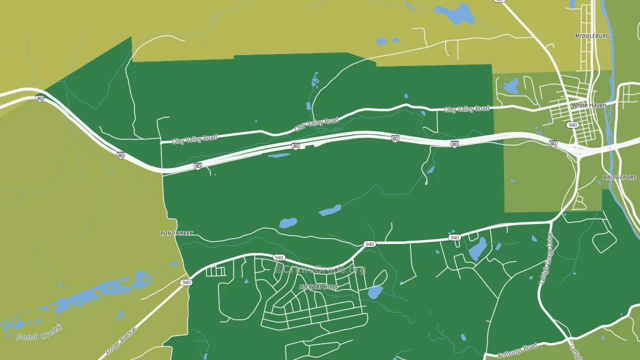 Pond Creek, PA Map of Vehicle Theft Rates