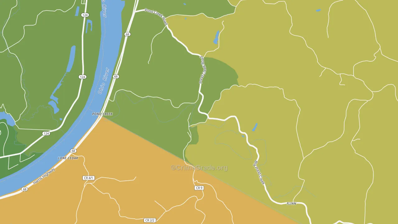 Pond Creek, WV Map of Vehicle Theft Rates