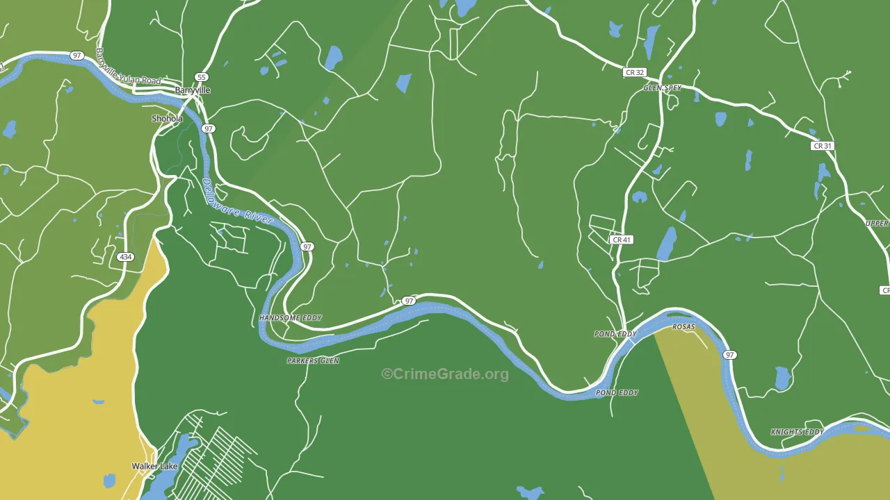 Pond Eddy, NY Map of Vehicle Theft Rates