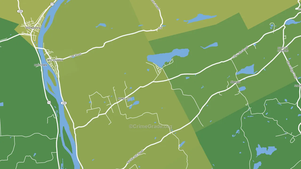 Pond Hill, PA Map of Vehicle Theft Rates