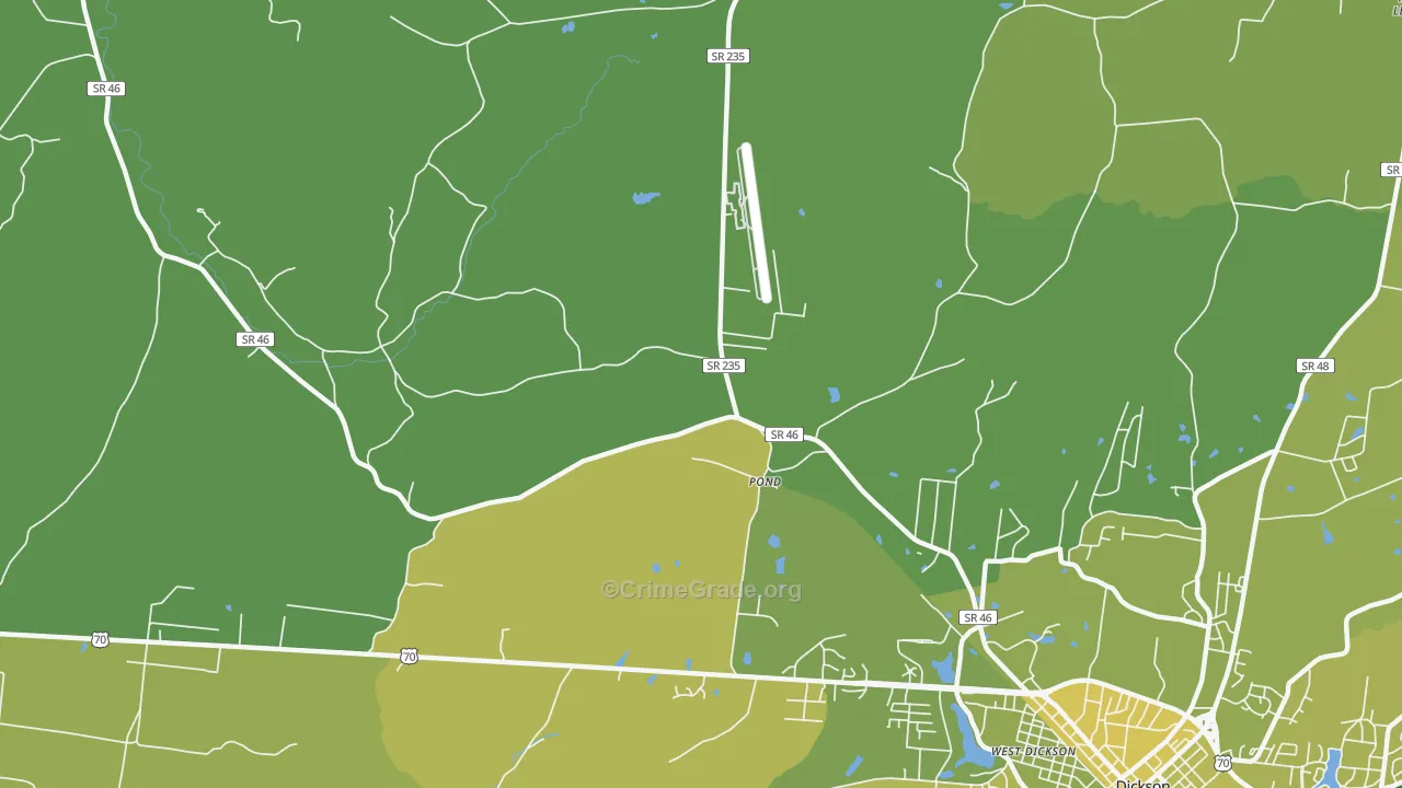 Pond, TN Map of Vehicle Theft Rates