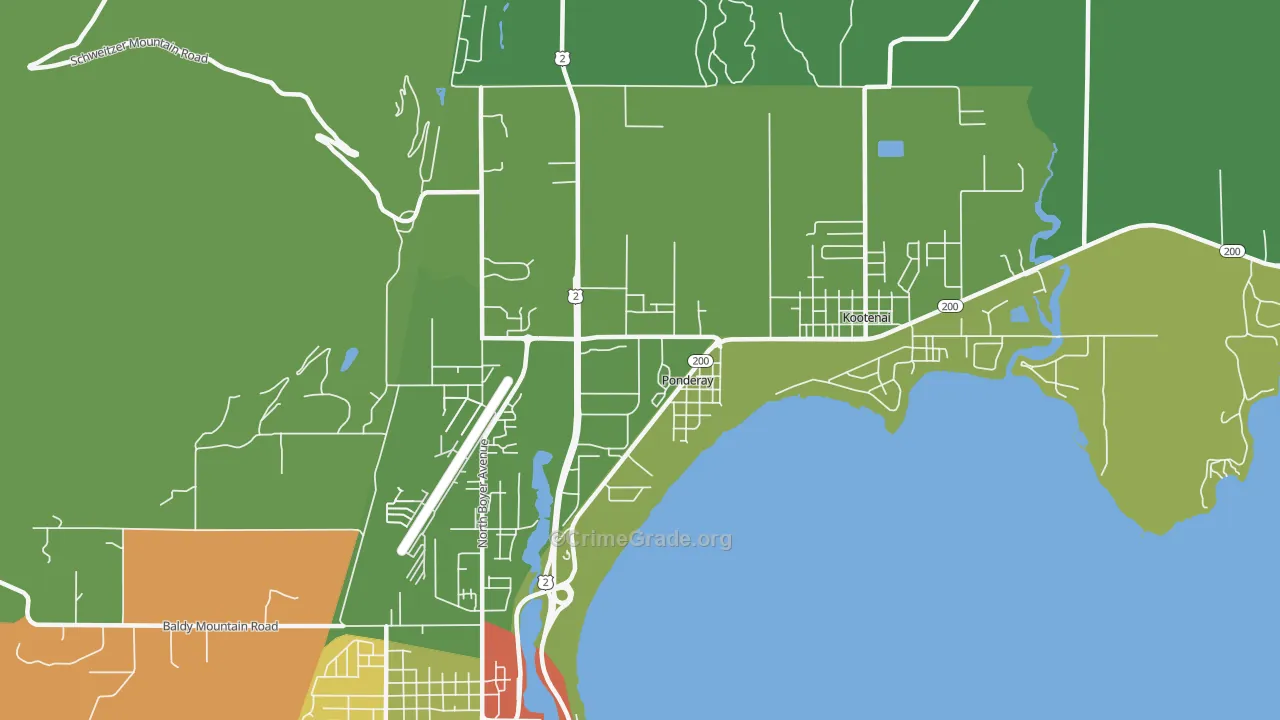 Ponderay, ID Map of Vehicle Theft Rates