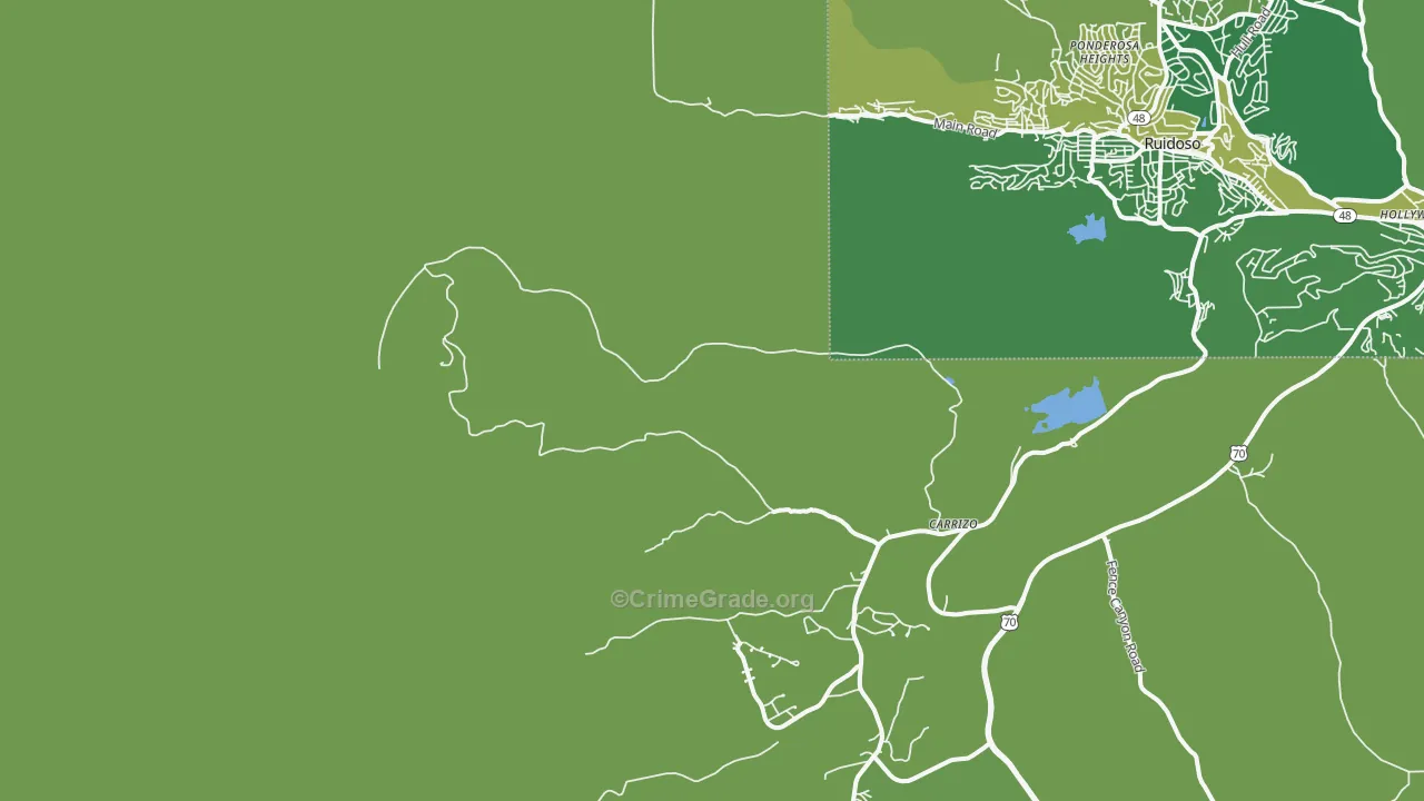 Ponderosa Heights, NM Map of Vehicle Theft Rates