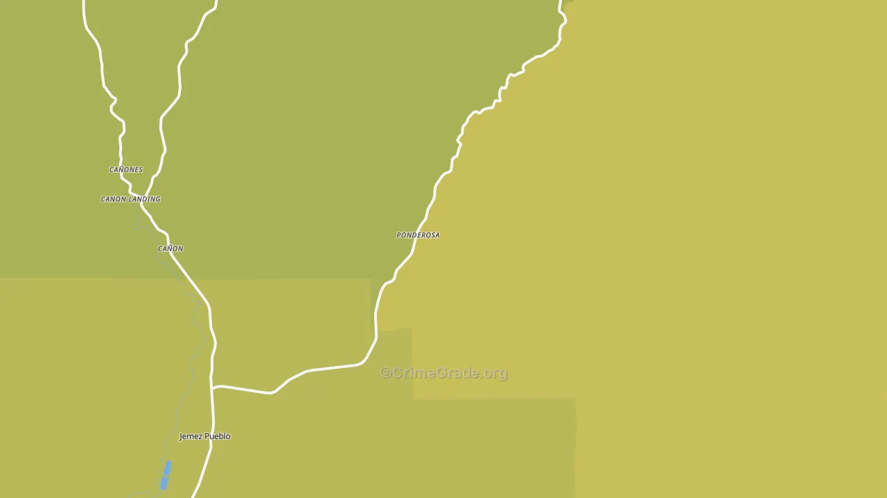 Ponderosa, NM Map of Vehicle Theft Rates