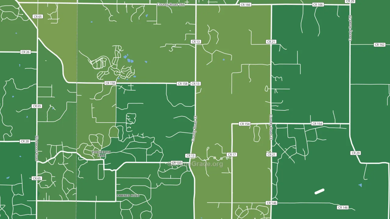 Ponderosa Park, CO Map of Vehicle Theft Rates
