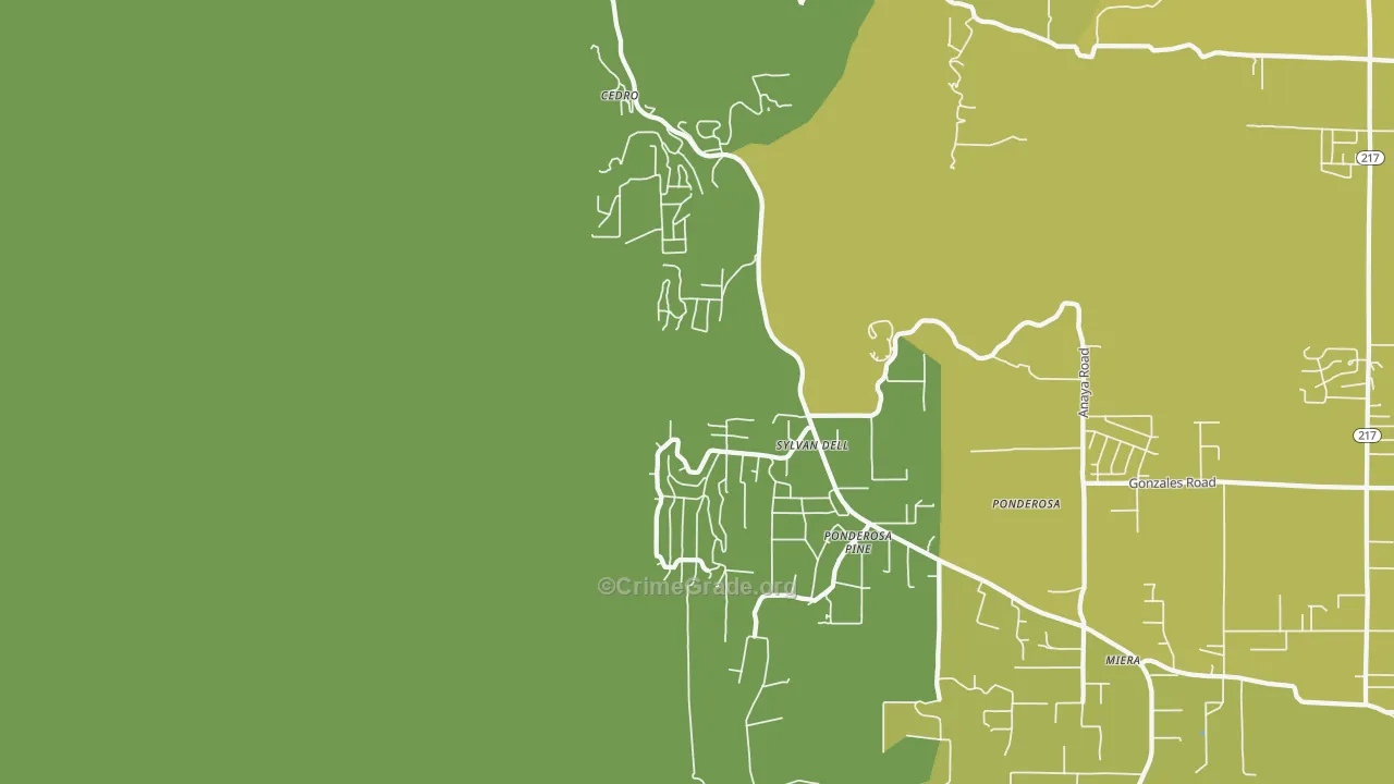 Ponderosa Pine, NM Map of Vehicle Theft Rates