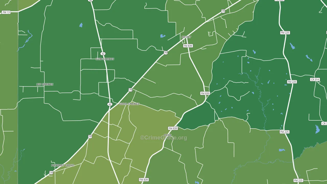 Pone, TX Map of Vehicle Theft Rates