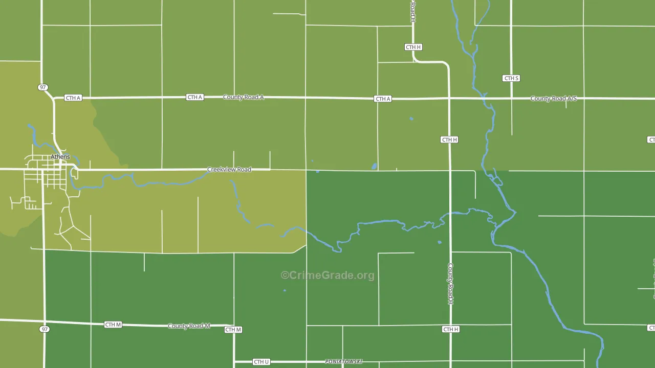 Poniatowski, WI Map of Vehicle Theft Rates