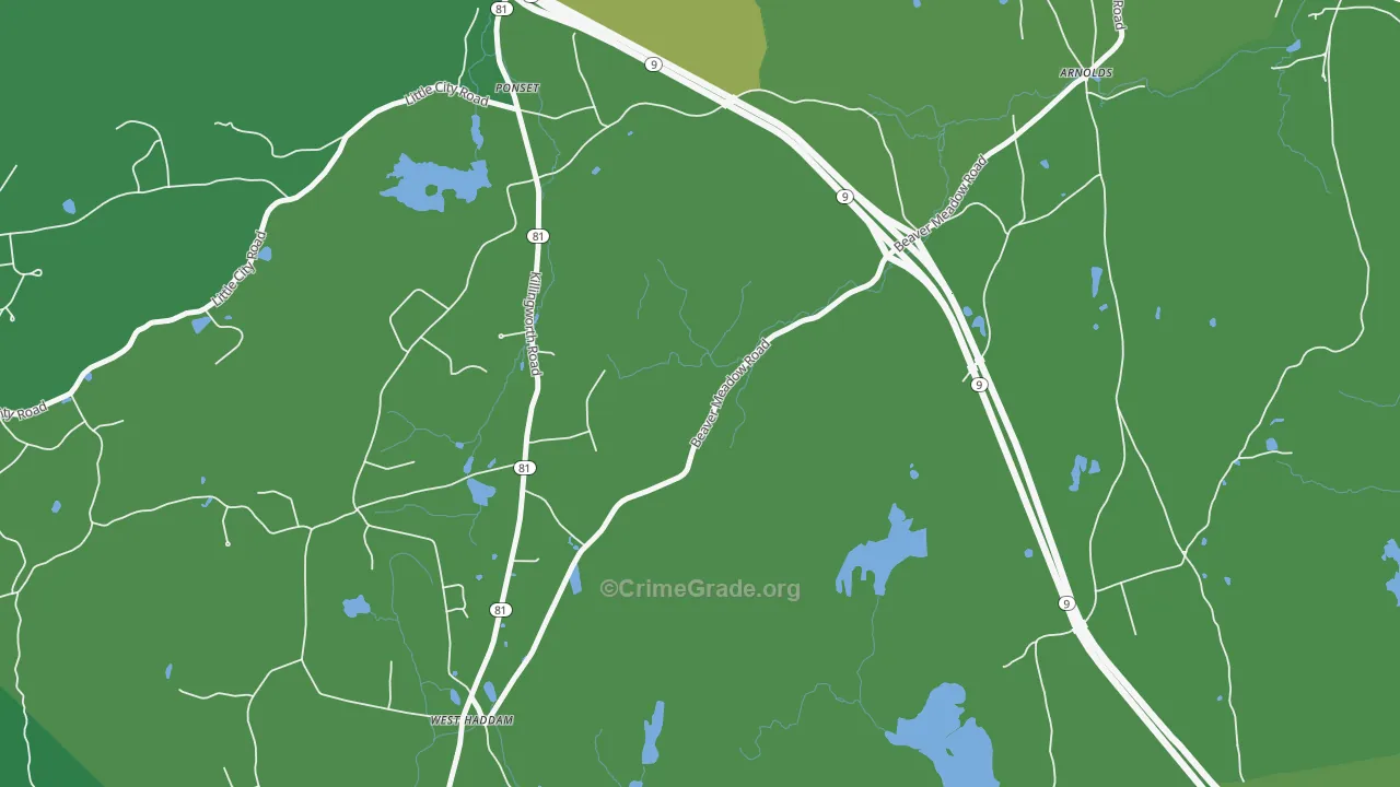 Ponset, CT Map of Vehicle Theft Rates