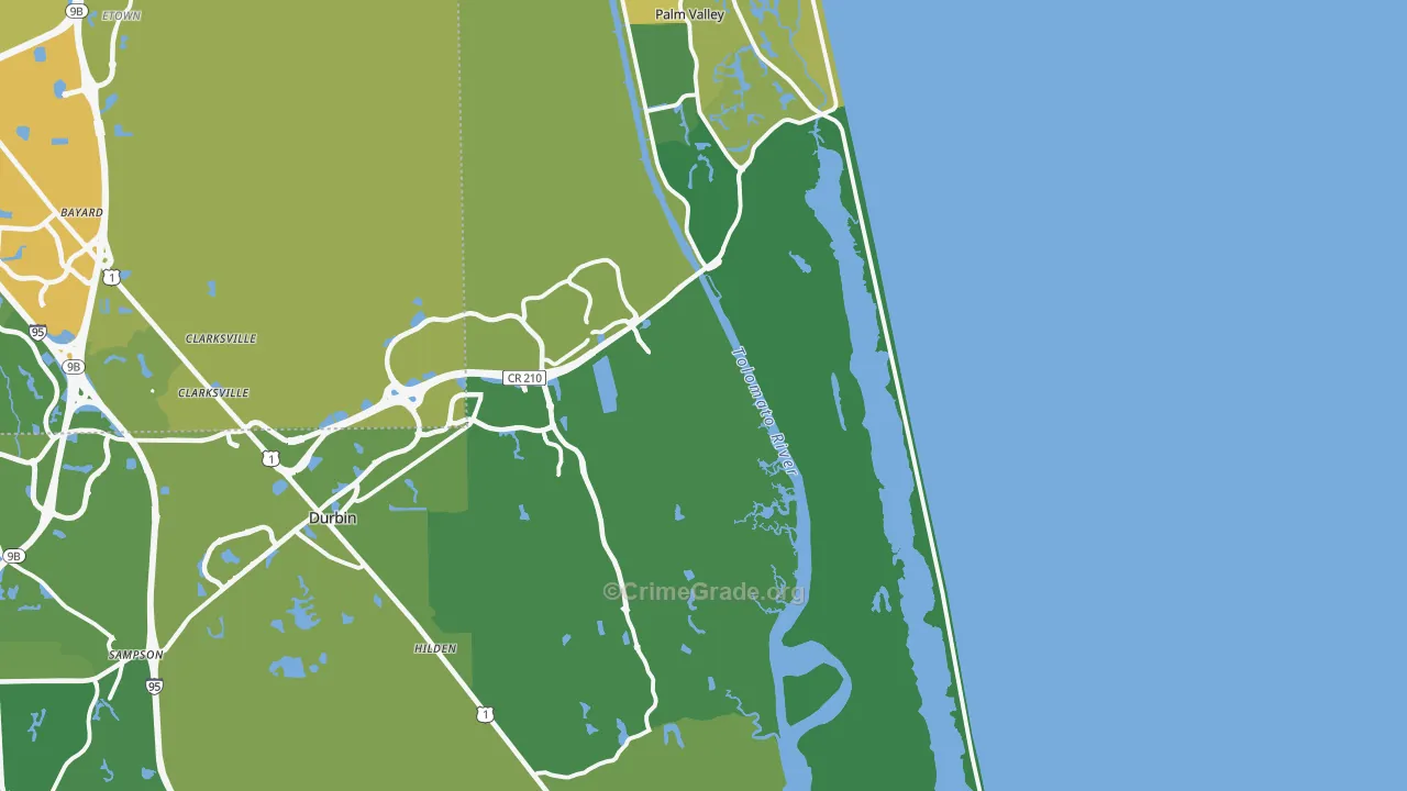 Ponte Vedra Beach, FL Map of Vehicle Theft Rates