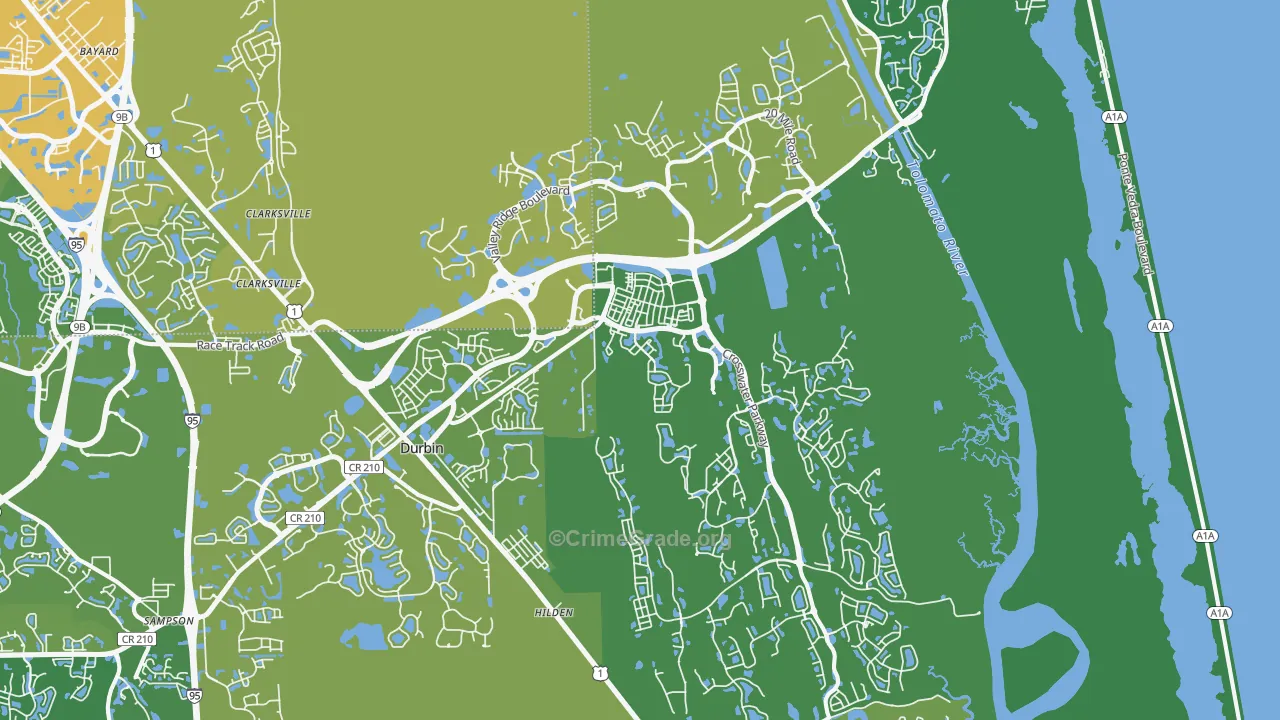Ponte Vedra, FL Map of Vehicle Theft Rates