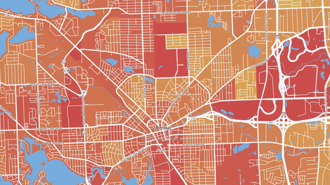 Pontiac, MI Map of Vehicle Theft Rates