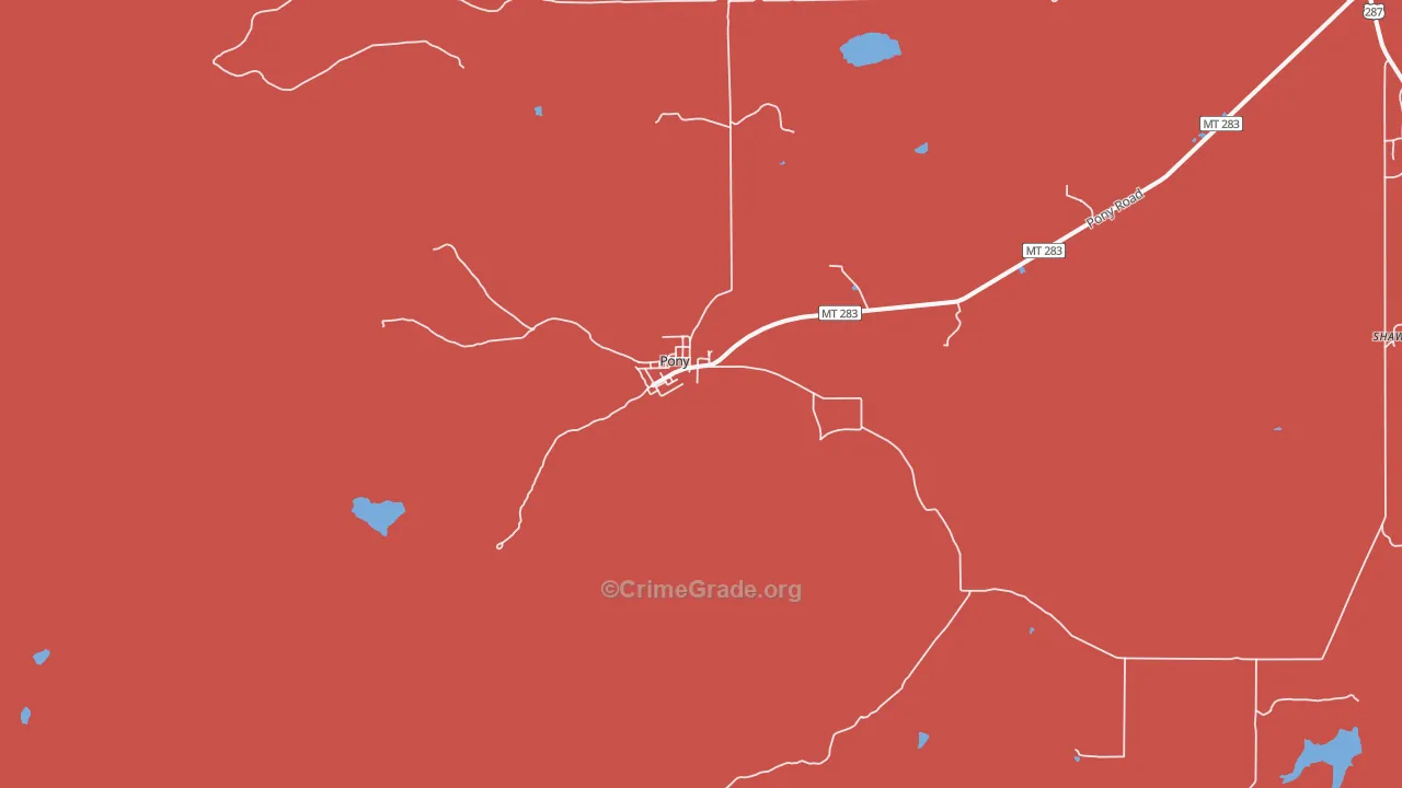 Pony, MT Map of Vehicle Theft Rates