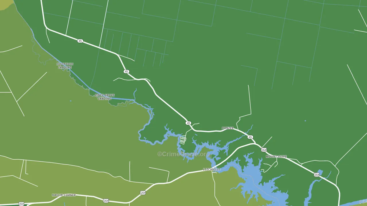 Ponzer, NC Map of Vehicle Theft Rates