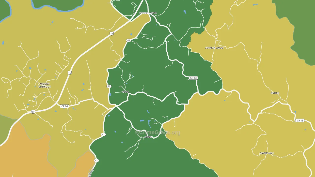Pool, WV Map of Vehicle Theft Rates