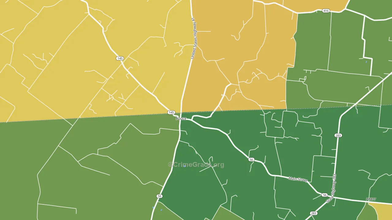 Poole, KY Map of Vehicle Theft Rates