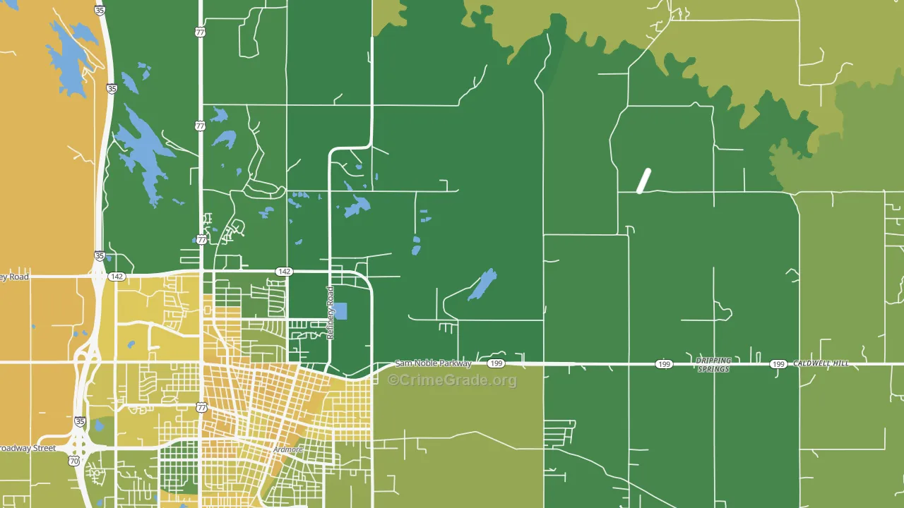Pooleville, OK Map of Vehicle Theft Rates