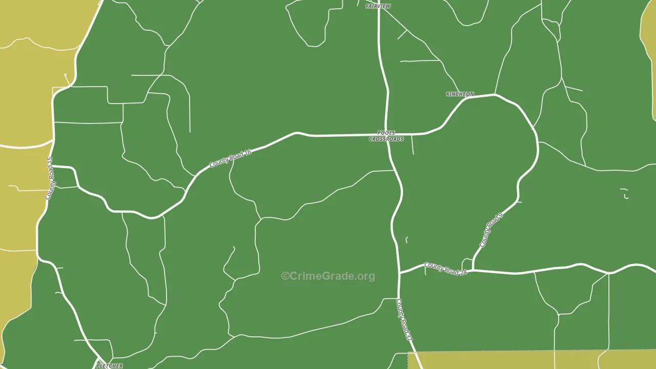 Pools Crossroads, AL Map of Vehicle Theft Rates