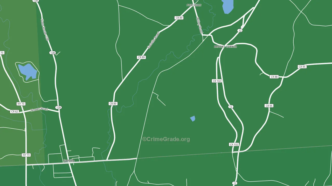 Poolville, NY Map of Vehicle Theft Rates