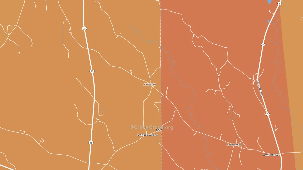 Pope, AL Map of Vehicle Theft Rates
