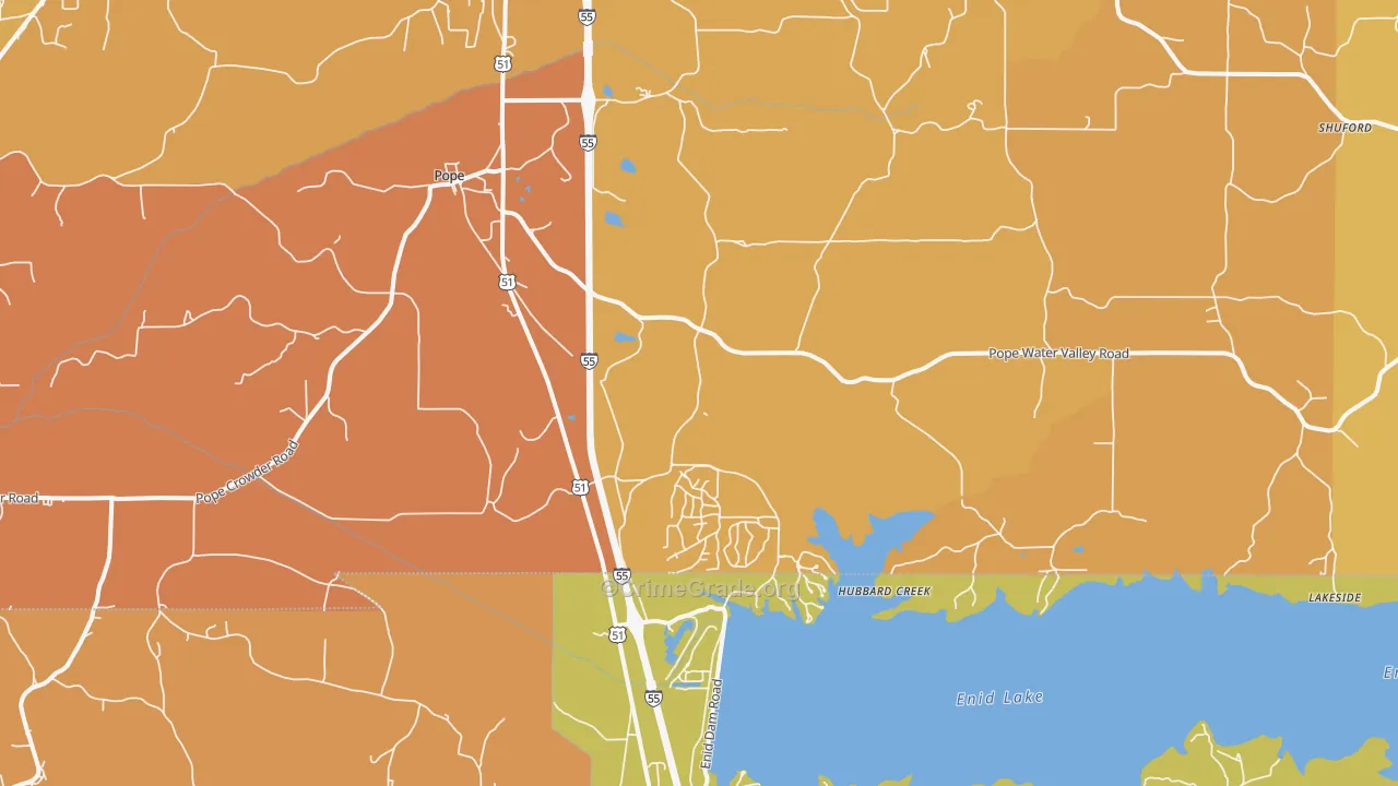 Pope, MS Map of Vehicle Theft Rates