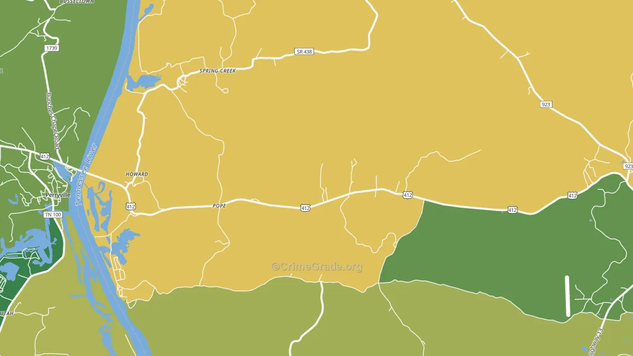 Pope, TN Map of Vehicle Theft Rates