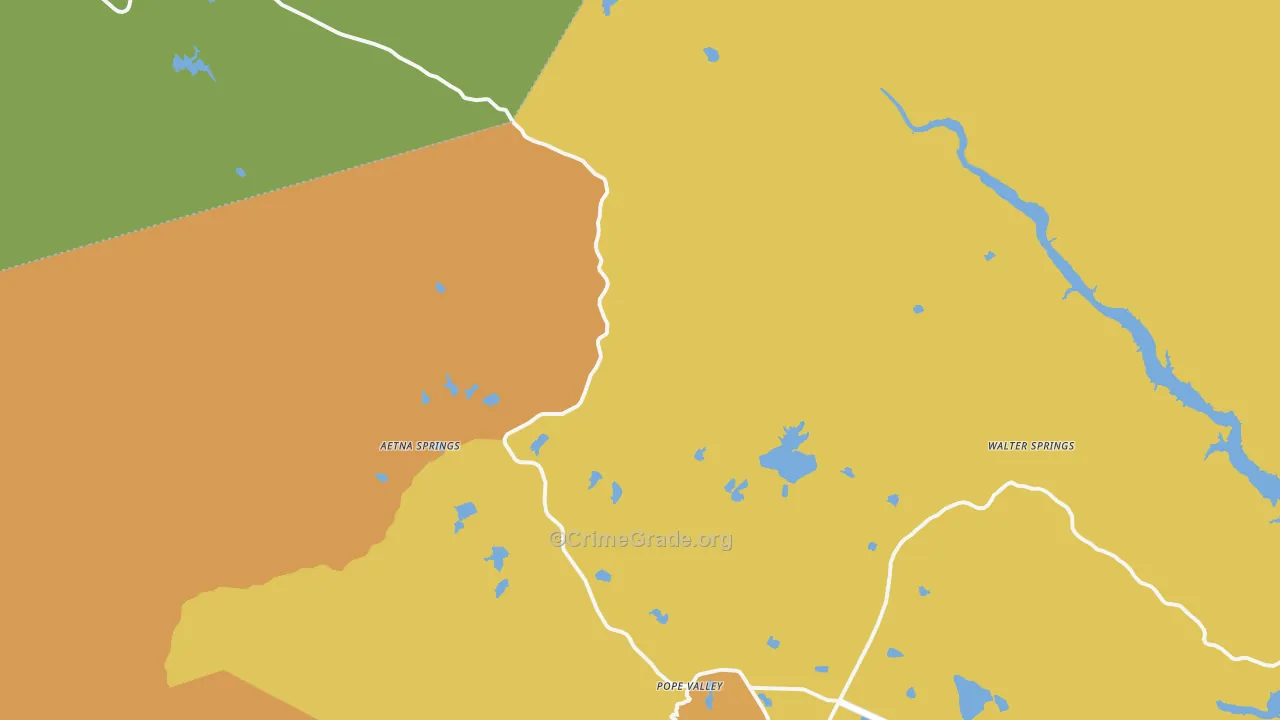 Pope Valley, CA Map of Vehicle Theft Rates