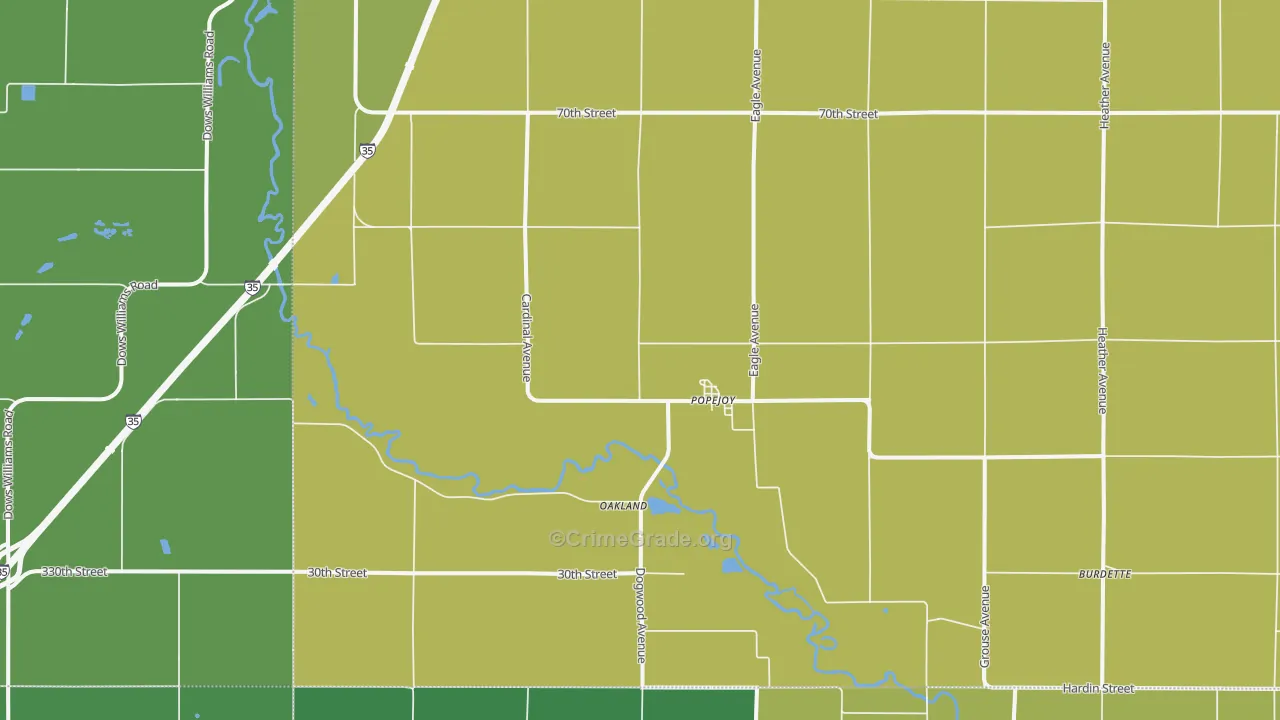 Popejoy, IA Map of Vehicle Theft Rates