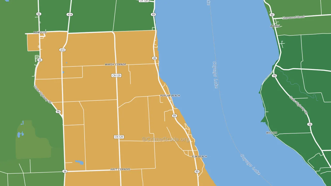 Poplar Beach, NY Map of Vehicle Theft Rates