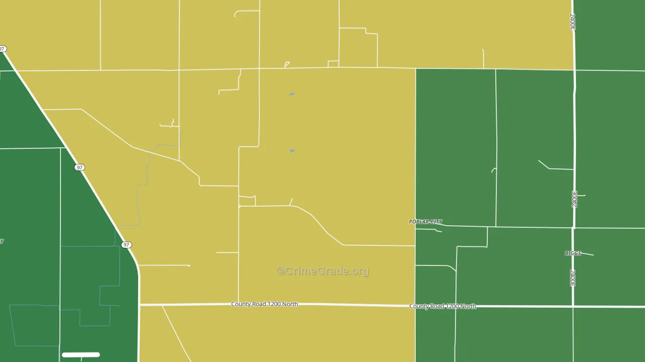Poplar City, IL Map of Vehicle Theft Rates