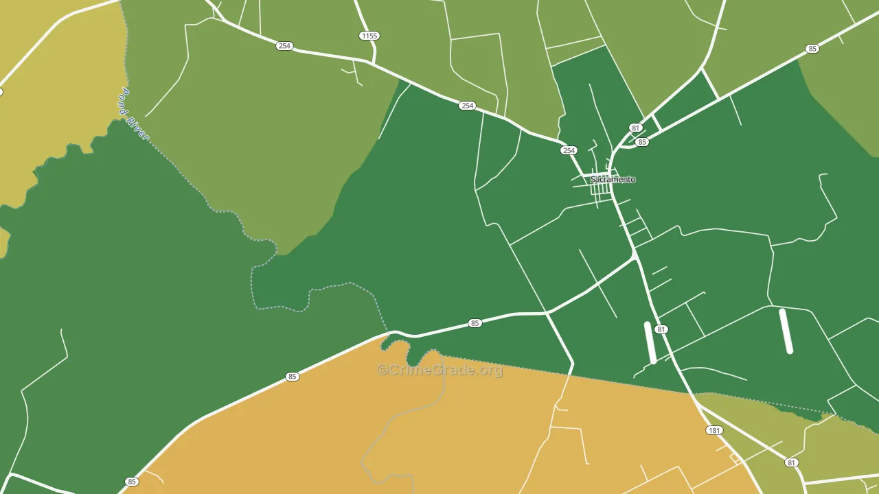 Poplar Grove, KY Map of Vehicle Theft Rates