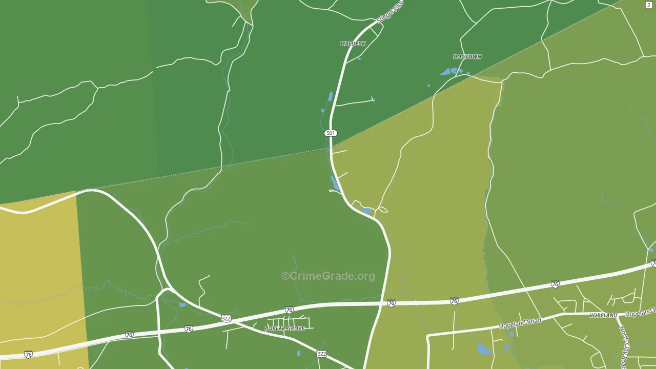 Poplar Grove, PA Map of Vehicle Theft Rates