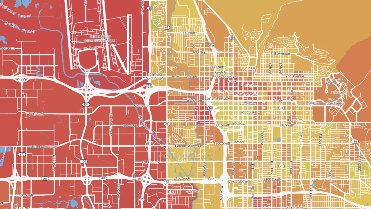 Poplar Grove, Salt Lake City, UT Map of Vehicle Theft Rates