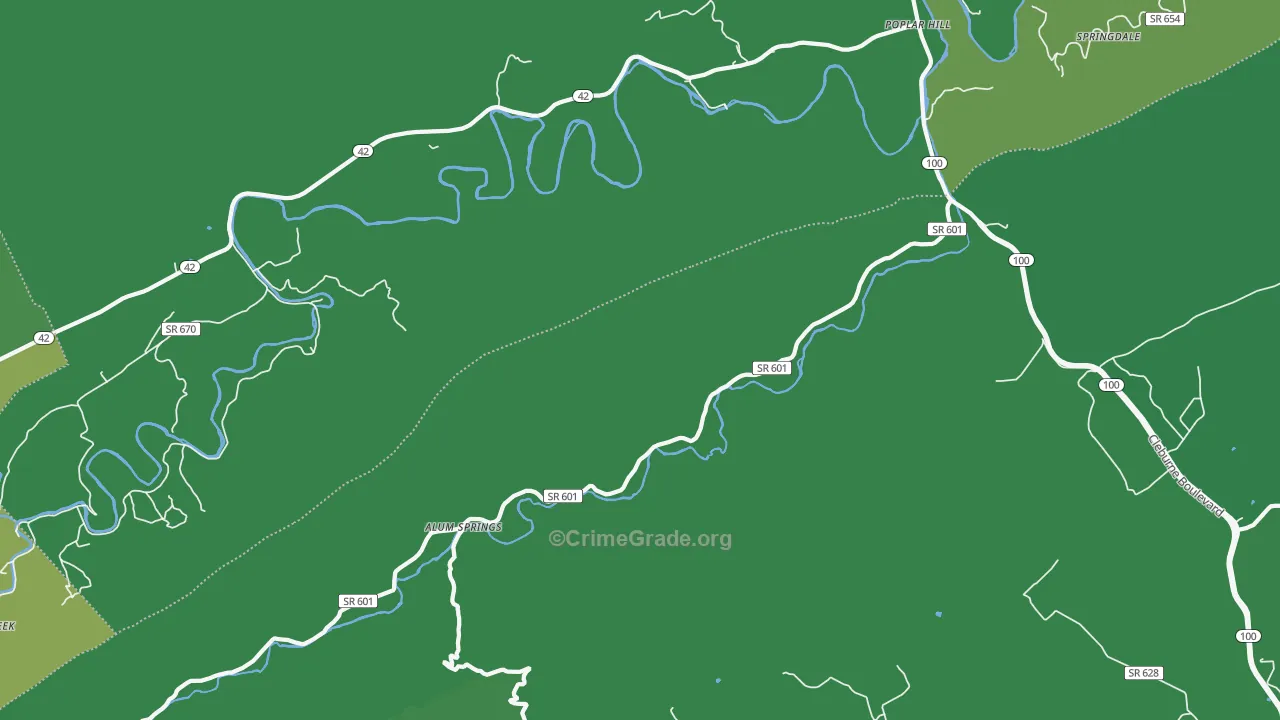 Poplar Hill, VA Map of Vehicle Theft Rates