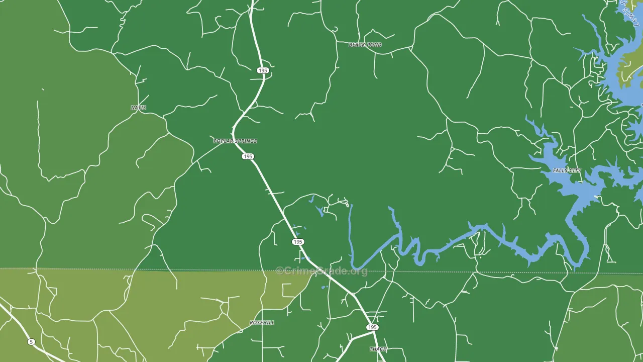 Poplar Springs, AL Map of Vehicle Theft Rates