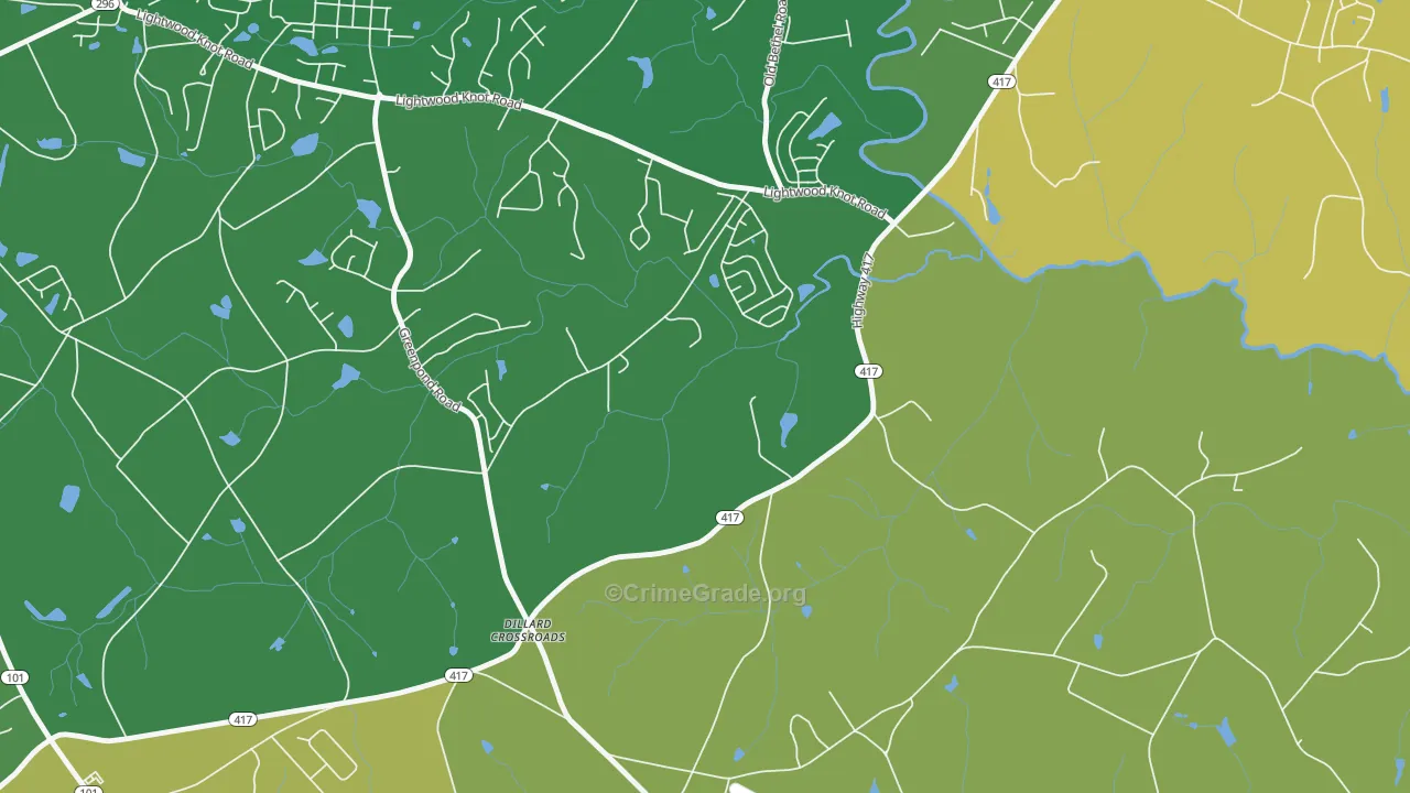Poplar Springs, SC Map of Vehicle Theft Rates