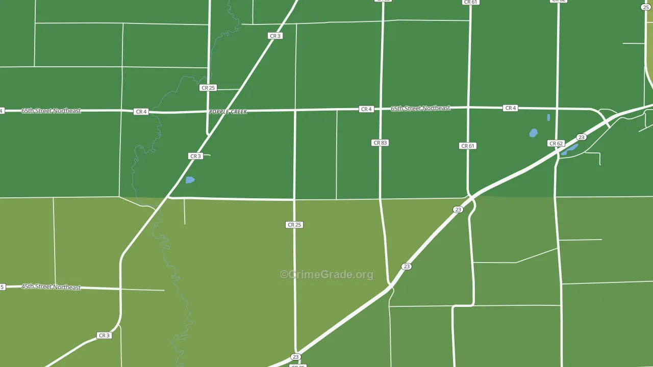 Popple Creek, MN Map of Vehicle Theft Rates