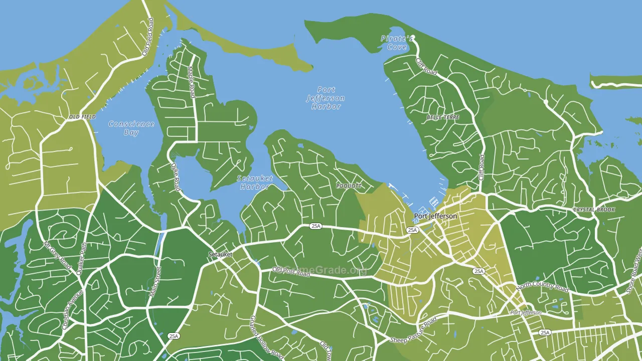 Poquott, NY Map of Vehicle Theft Rates