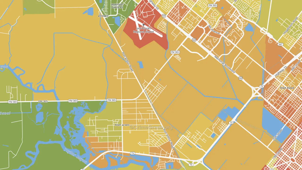 Port Acres, TX Map of Vehicle Theft Rates