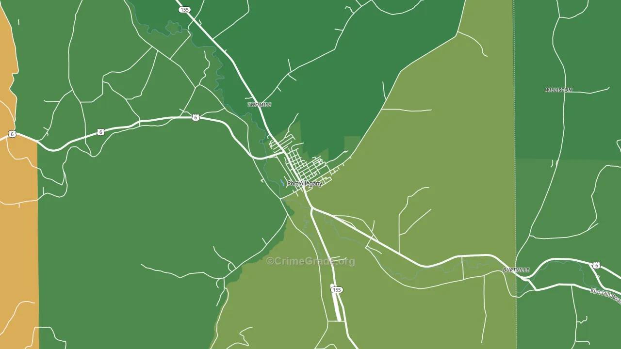 Port Allegany, PA Map of Vehicle Theft Rates