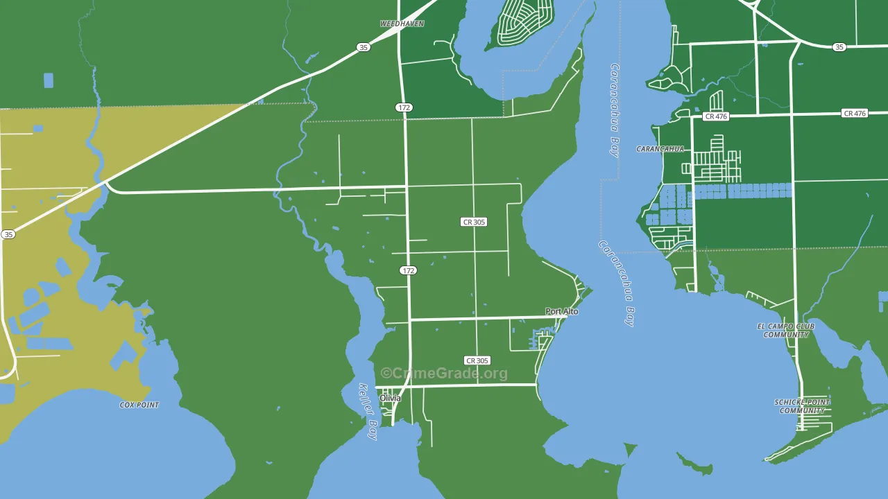Port Alto, TX Map of Vehicle Theft Rates