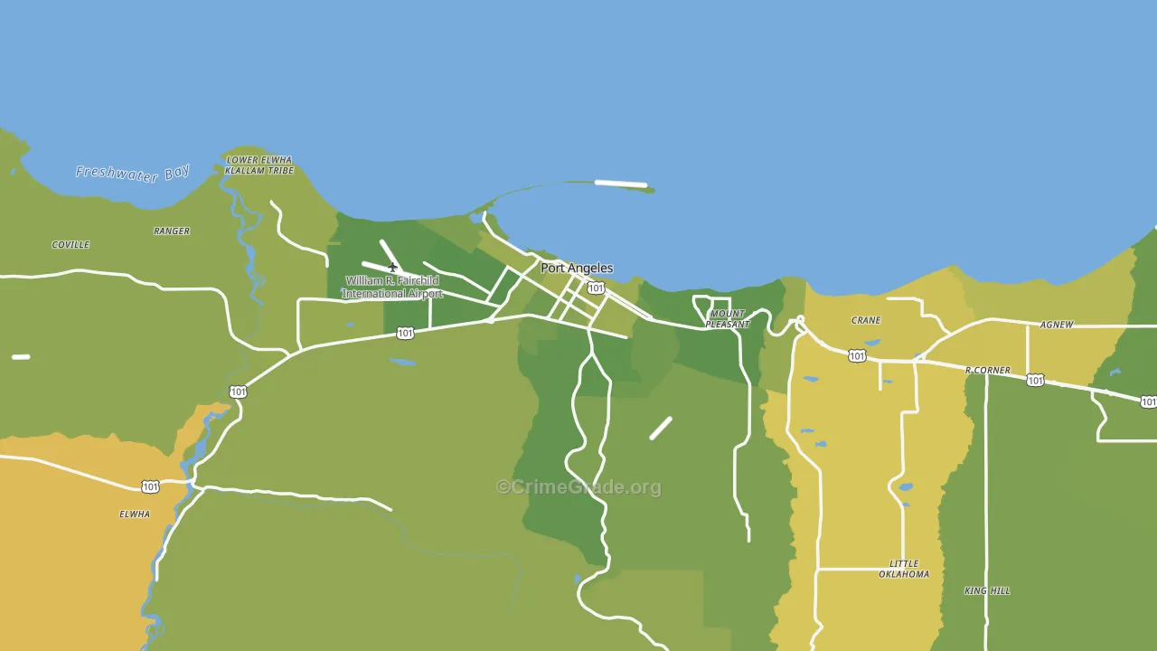 Port Angeles, WA Map of Vehicle Theft Rates